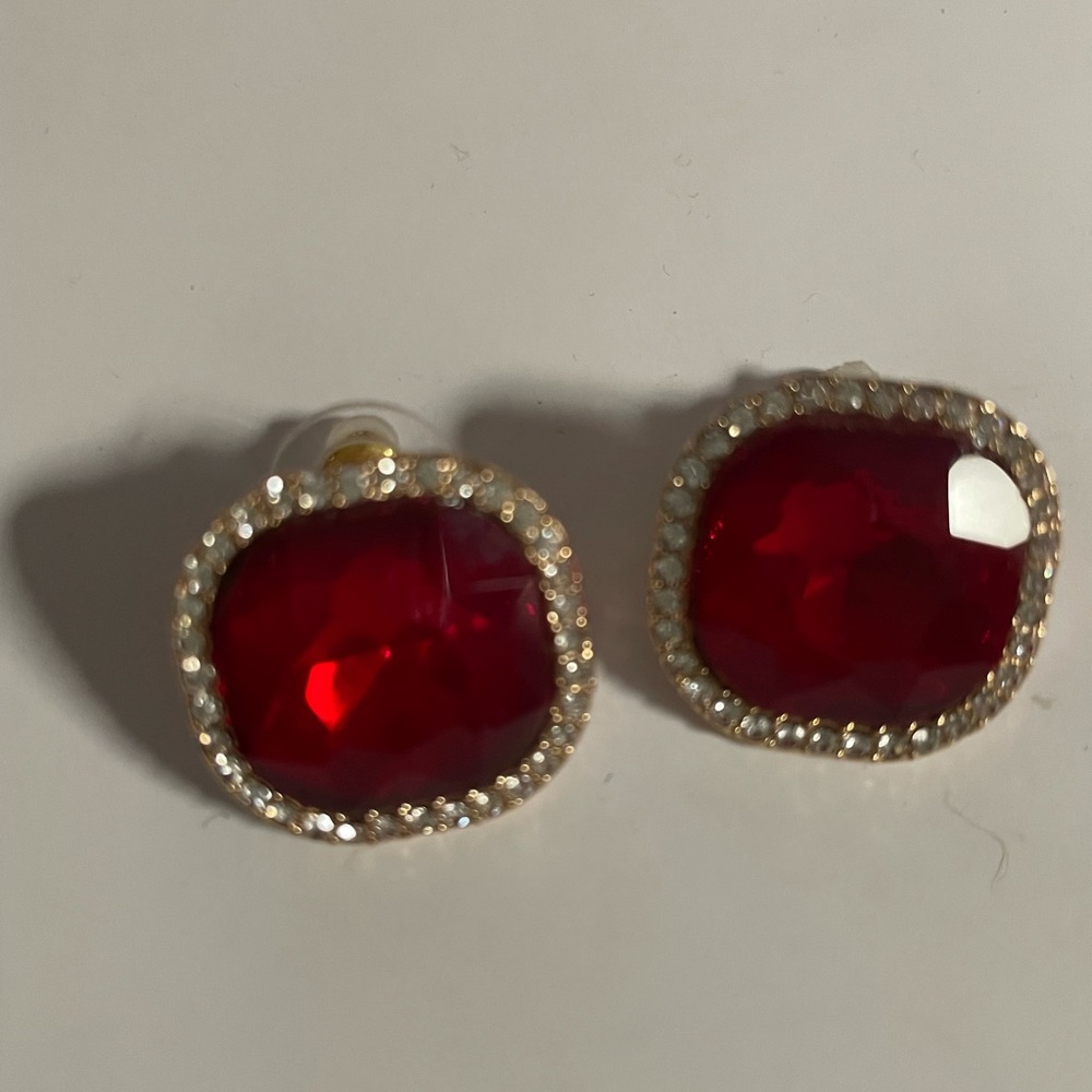 COPY - Square red crystal earrings NWT made in USA